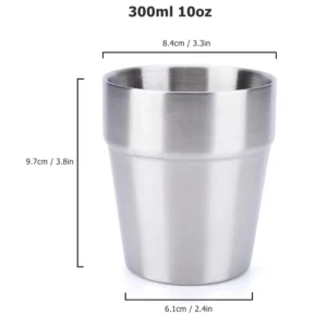 Stainless Steel Cups 6oz Set of 2 Metal Drinking Cups 10oz Stackable Double Wall 304 Metal Insulated Drinking Cup for Home Party