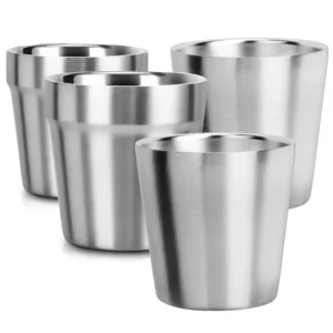 Stainless Steel Cups 6oz Set of 2 Metal Drinking Cups 10oz Stackable Double Wall 304 Metal Insulated Drinking Cup for Home Party