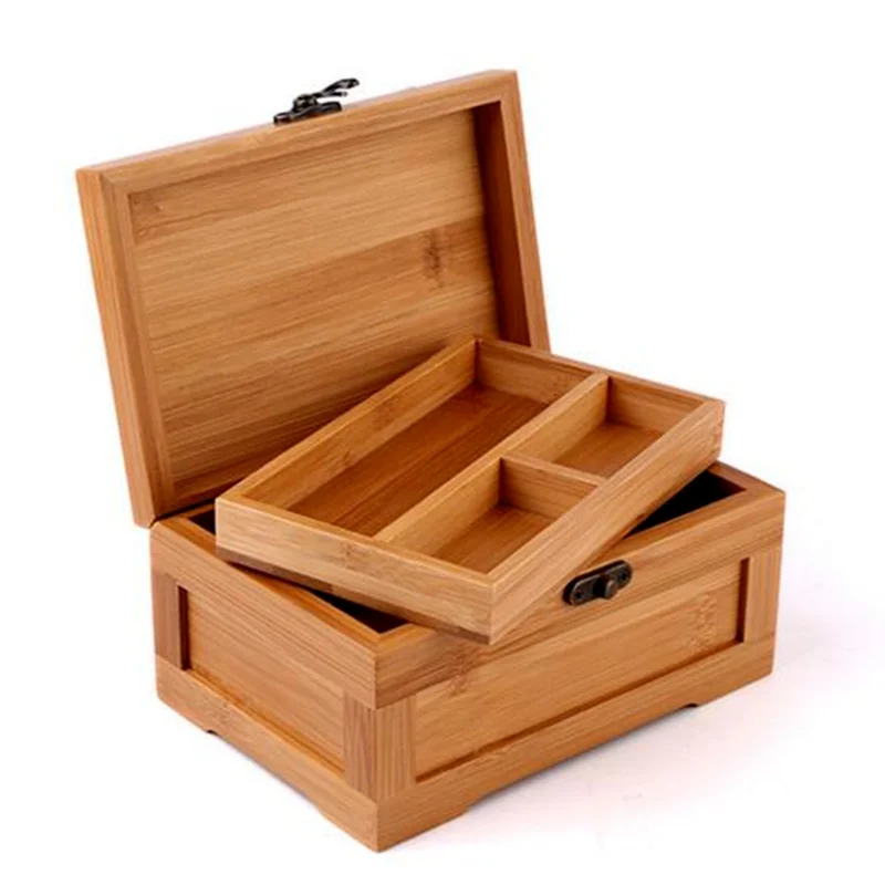 Bamboo Craft Princess Korean Bamboo Jewelry Box Wooden Jewelry Storage Box Small Collection Box Gift Box WF