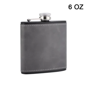 6/8oz Portable Hip Flask Brown Leather Covered Stainless Steel Flask for Alcohol Whiskey Flasks Man Gift