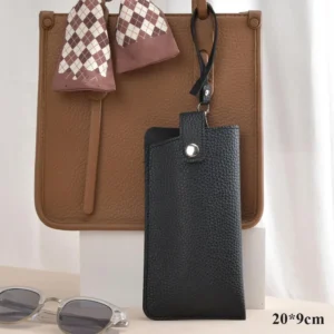 Soft Lychee Pattern PU Leather Glasses Bag Retro Sunglasses Case Portable Myopia Frame Case Simple Eyeglasses Eyewear Storage