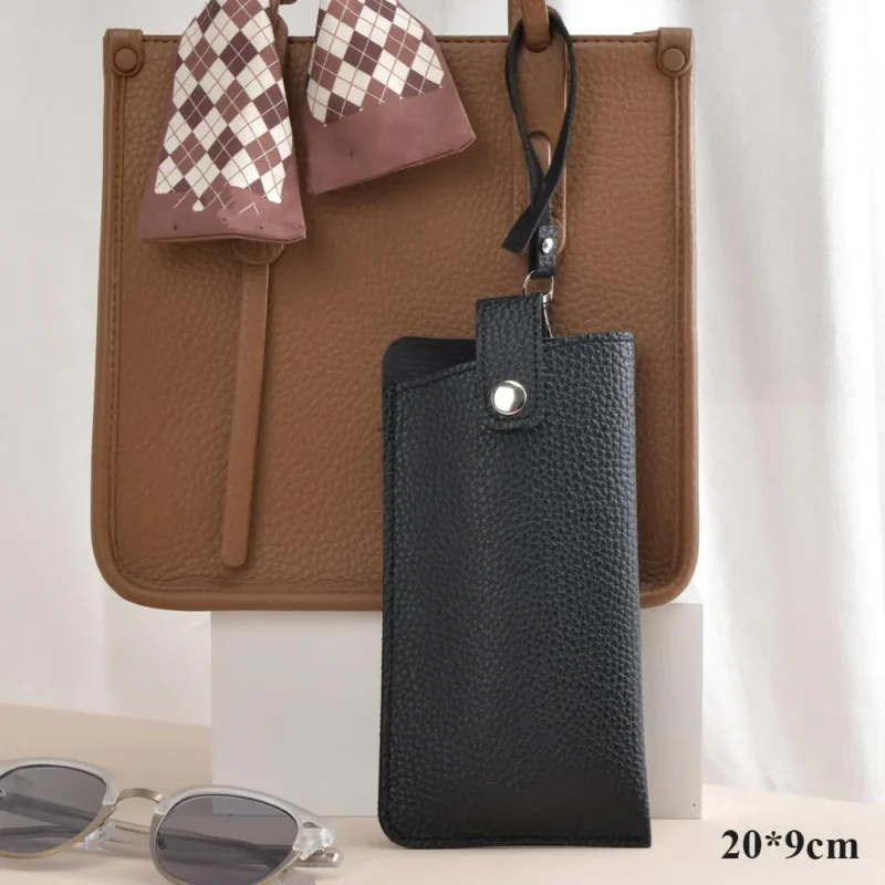 Soft Lychee Pattern PU Leather Glasses Bag Retro Sunglasses Case Portable Myopia Frame Case Simple Eyeglasses Eyewear Storage