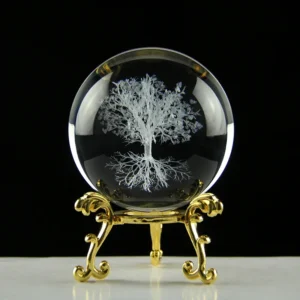 Tree of life Crystal Ball 3D laser engraved Model Glass Sphere Plant Life Tree Gift Souvenir Globe Home Decoration