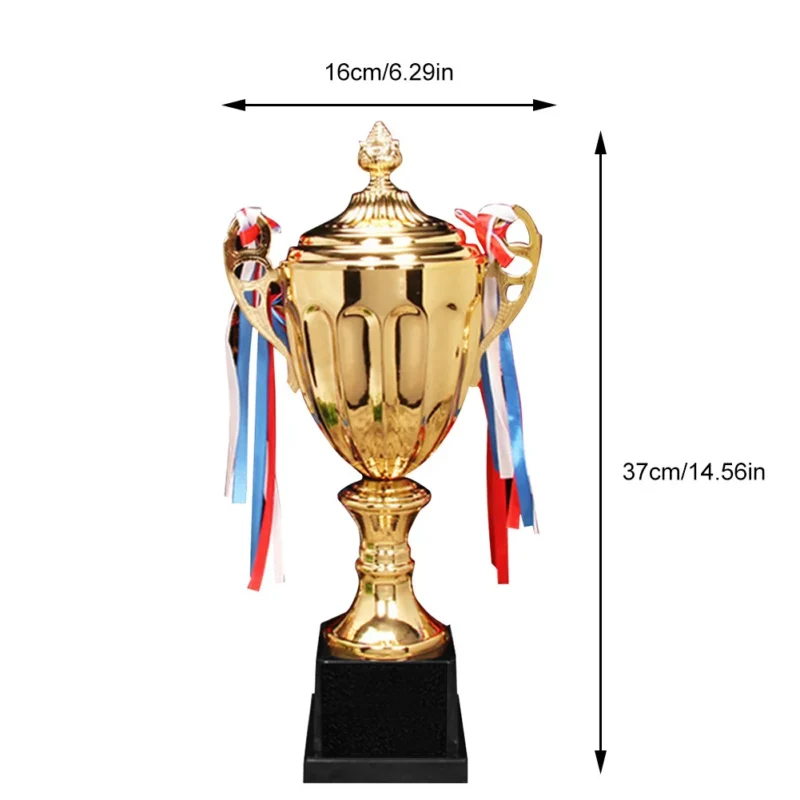Gold Award Model Trophy Cups Plastic/Metal Sculpture Trophies 37/21/17cm Competition Soccer Craft Souvenirs Winner Medal