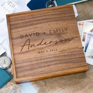 Free Custom Walnut Maple Wood Storage Box Photography Jewelry Wedding Gift Album USB Box Natural Wooden Case 16.9X16.9X3.5cm