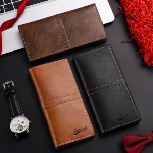 Men's Leather Wallet ID Card Holder Purse Checkbook Long Clutch Bifold Business Money Bag Man Wallets Cartera Hombre Carteras