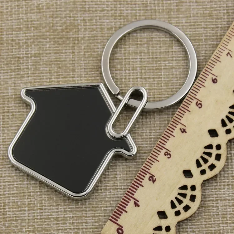 Custom Logo Name Metal Black Keychain Personalized Keyring Plate Laser Marking Engraving Stainless Steel Key Chain Ring Gift
