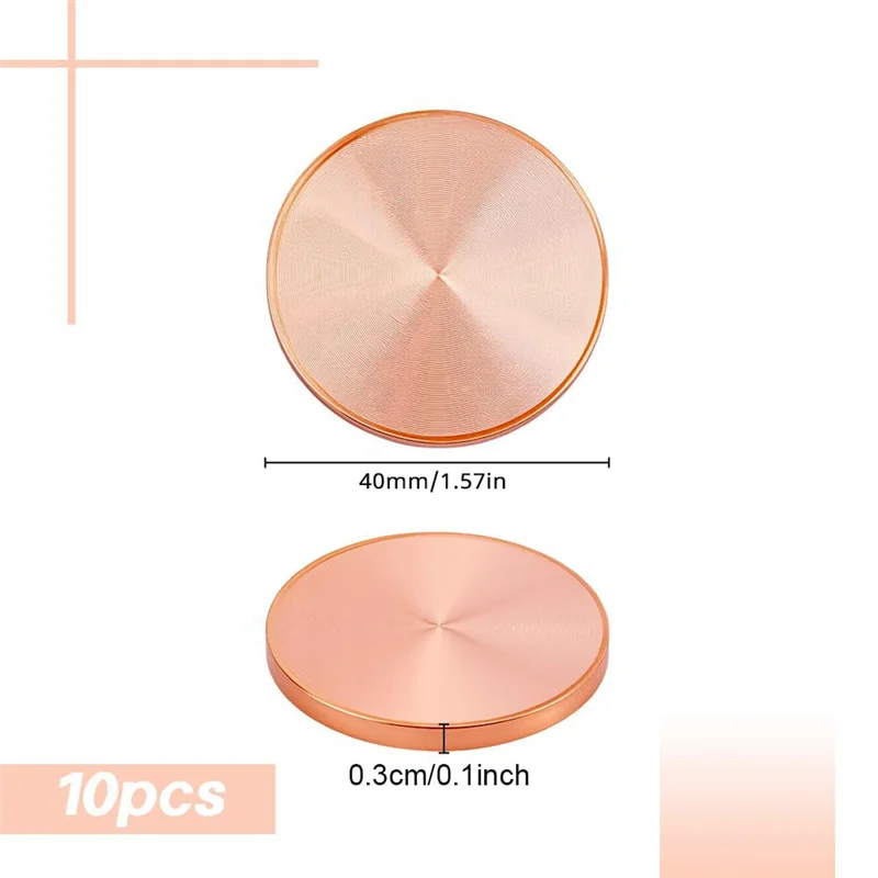 B84B-Rose Gold For DIY Crafts Engraving Blanks 10Pcs 40Mm Copper Round Disc Metal Plates For Stamping