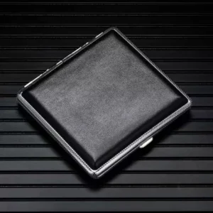 Cigarette Storage Cover Holder 20 Sticks Gift for Men's Leather Cigarette Box Cigar Case Metal Leather Smoking Accessories