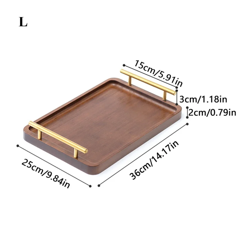 Wooden Serving Tray with Handles Bamboo Tea Tray Food Tray for Breakfast Coffee Dessert Snack Platter Home Coffee Table