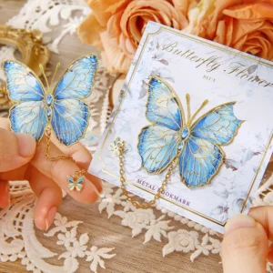 Mini Cute Butterfly Metal Bookmark With Chain And Gold Foil Design, Butterfly Book Page Holder, Vintage Bookmark To Aid Reading