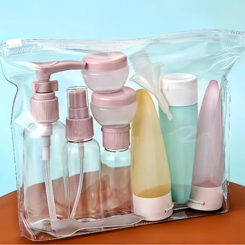 Travel Bottles for Toiletries,Approved Travel Size Toiletries Containers, Travel Bottles Set with Labels Leakproof Squeezable Re