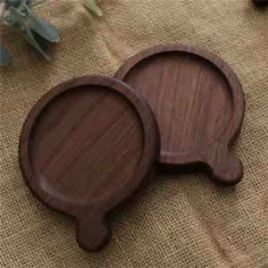 1PCS Solid Walnut Wood Coaster Round Square Beech Wood Cup Mat Durable Heat Resistant Tea Coffee Cup Pad Placemats 8.8cm/3.46in