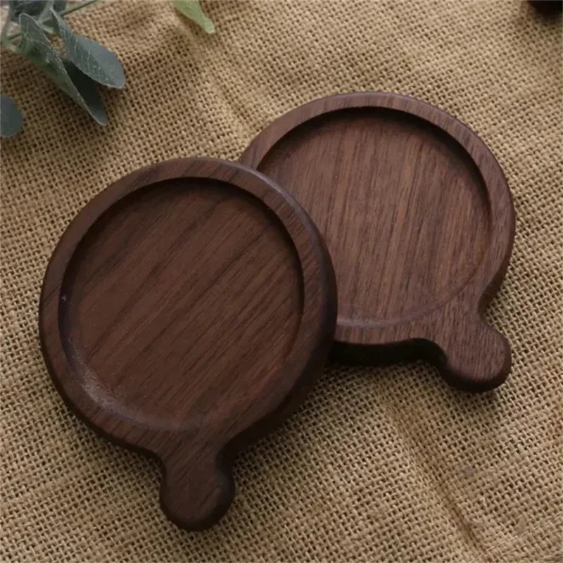 1PCS Solid Walnut Wood Coaster Round Square Beech Wood Cup Mat Durable Heat Resistant Tea Coffee Cup Pad Placemats 8.8cm/3.46in