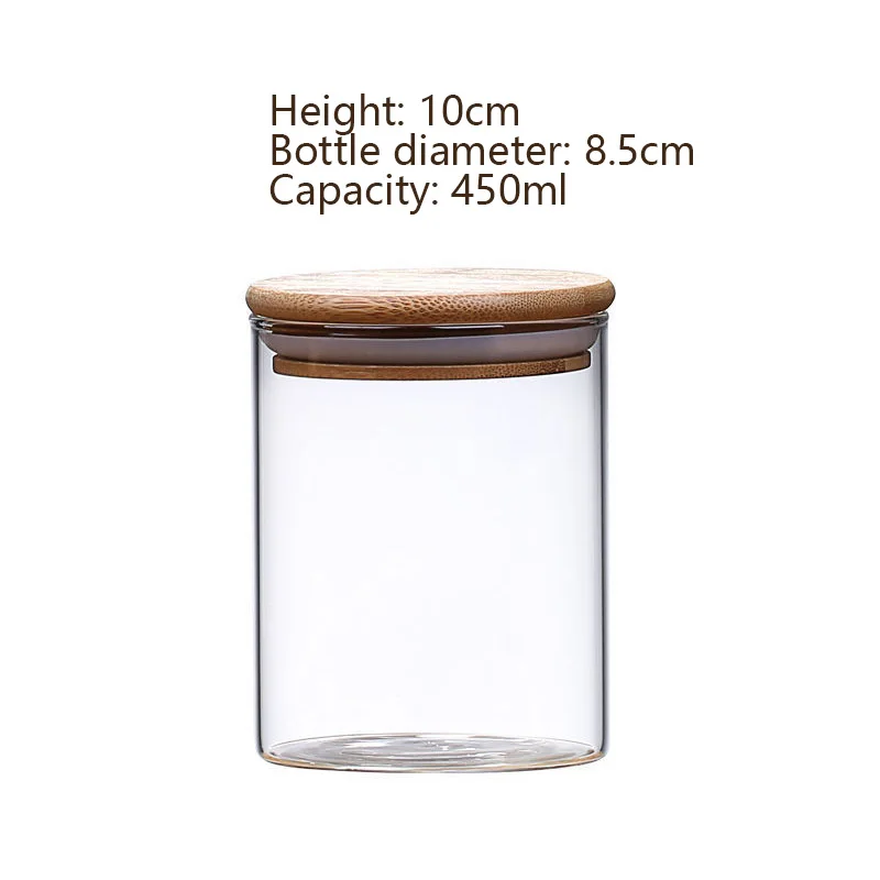 Glass Food Storage Jars with Airtight Bamboo Lid Food Container for Coffee Beans Tea Leaves Cookies Nuts Cereal Storage Canister