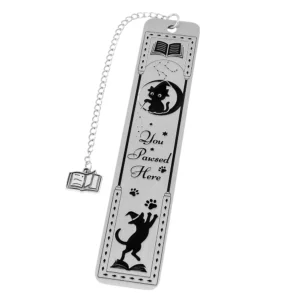 Cat themed metal bookmark with hanging accessories, a great reading assistant for poop scoopers and cute fans.