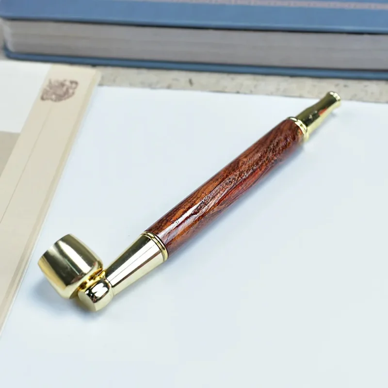 Double Filter Red Sandalwood Smoke Pipe Carved Dragon Mouth Real Wood Cleaning Friendly Compact And Durable Smoking Accessory