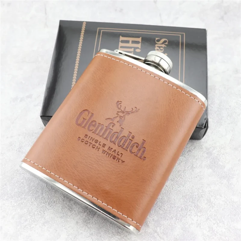 Stainless Steel Hip Flask Mini 7oz Pu Leather Wrap Whisky Flagon Alcohol Bottle Vodka Liquor Pocket Man Gift