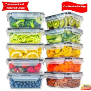 4 Piece Food Storage Containers Set with Easy Snap Lids (4 Lids + 4 Containers) - Airtight Plastic Containers for Pantry
