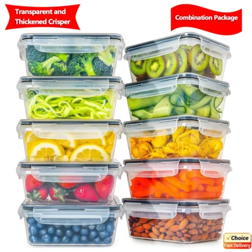 4 Piece Food Storage Containers Set with Easy Snap Lids (4 Lids + 4 Containers) - Airtight Plastic Containers for Pantry