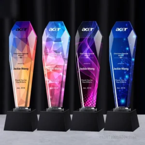 Creative High-end Crystal Trophy, Customized Lettering, Color Printing, Excellent Staff Team, annual Meeting Award