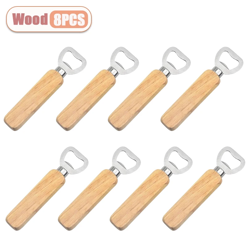1-30PCS Stainless Steel Wooden Bottle Opener For Home Kitchen Bar Restaurant Party Gift Kitchen Accessories  Gadget