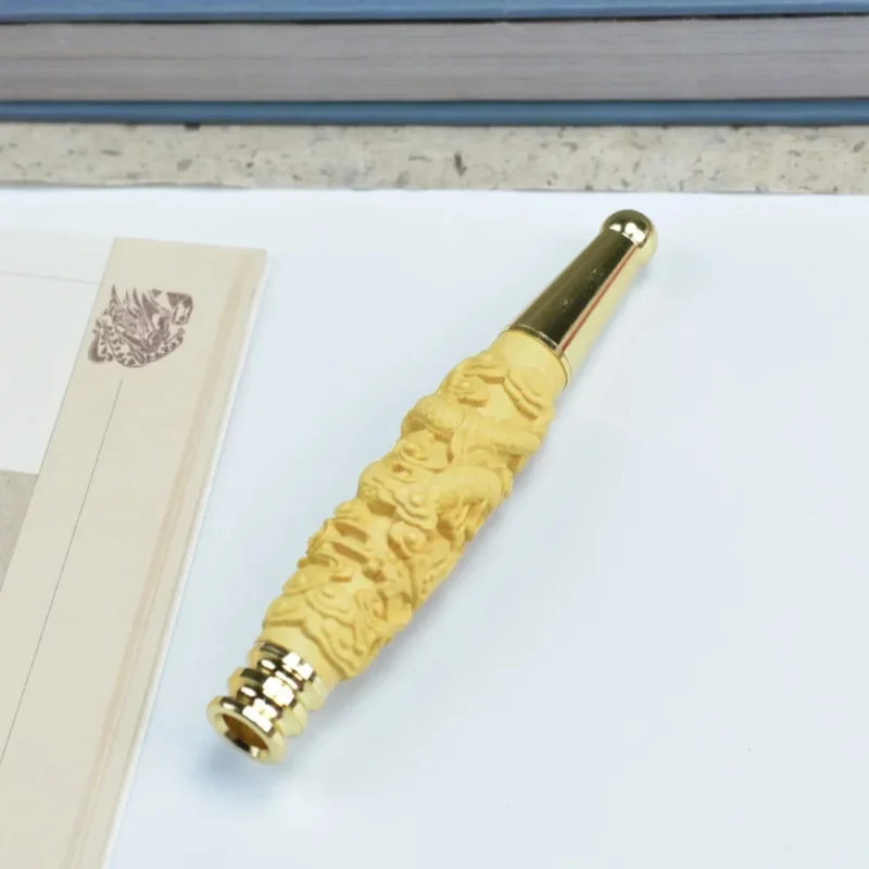 Double Filter Red Sandalwood Smoke Pipe Carved Dragon Mouth Real Wood Cleaning Friendly Compact And Durable Smoking Accessory