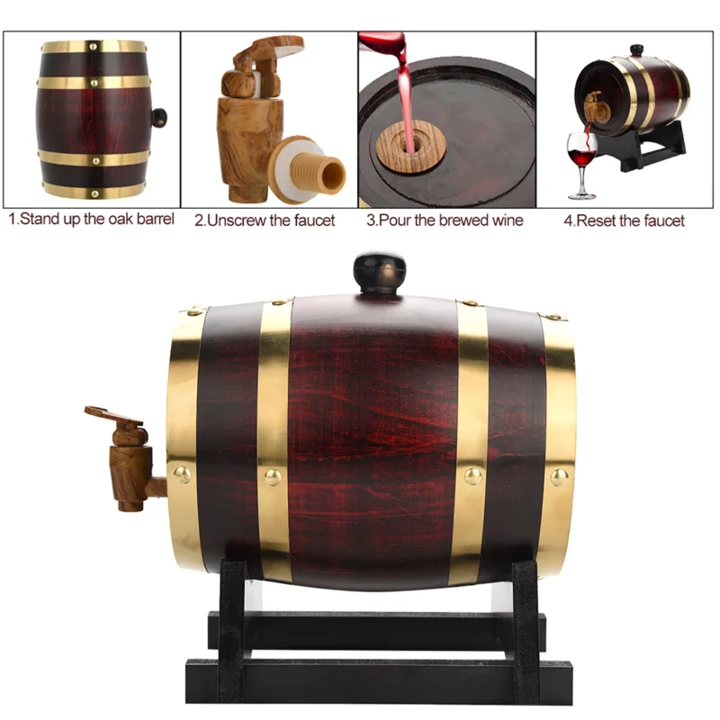 Barrel for Beer Oak Timber Wine Barrel Vintage Wood Oak Timber Wine Barrel for Beer Whiskey Rum Port Vintage 1.5/3/5/10L