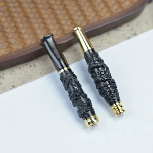 Double Filter Red Sandalwood Smoke Pipe Carved Dragon Mouth Real Wood Cleaning Friendly Compact And Durable Smoking Accessory