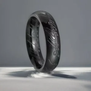 Carved Engraving Rings for Men Gold Plated Stainless Steel Master Ring Jewelry Gifts One Ring of Power Black Ring LOvers Women