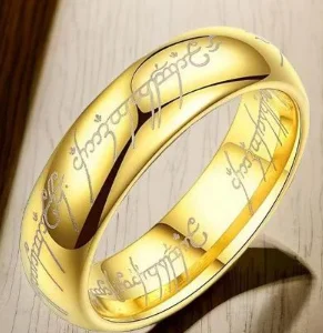 Carved Engraving Rings for Men Gold Plated Stainless Steel Master Ring Jewelry Gifts One Ring of Power Black Ring LOvers Women