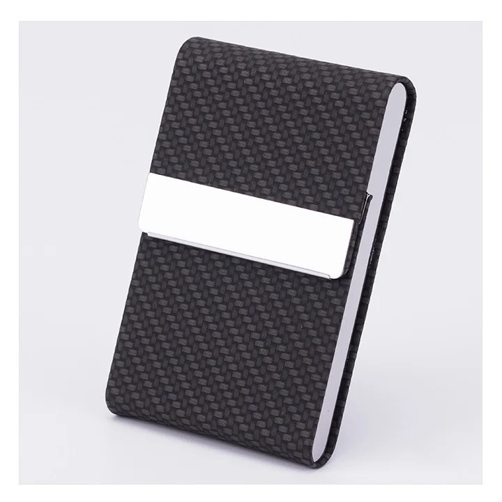 Business Card Holder PU Leather & Stainless Steel Business Card Case for Men Women Slim Name Cards Holder RFID Magnetic Closure