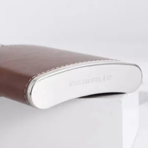 6-8oz Luxury Pocket Hip Flask Brown Leather Covered Small Stainless Steel Flask For Alcohol Portable Whiskey Flasks Gift