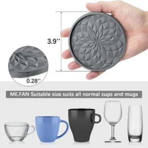 6PCS Non-stick Tray Coffee Coasters Silicone Grey/Black/Red Silicone Drink Coasters Silicone Coasters Tabletop Protection