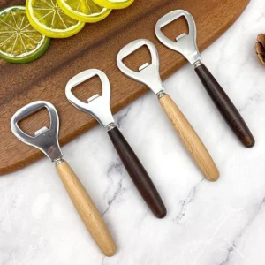 Wooden Handle Beer Bottle Opener, Stainless Steel; Unique Design; Perfect For Opening Beer, Soda, And Other Beverage Bottles.