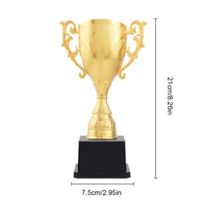 Gold Award Model Trophy Cups Plastic/Metal Sculpture Trophies 37/21/17cm Competition Soccer Craft Souvenirs Winner Medal