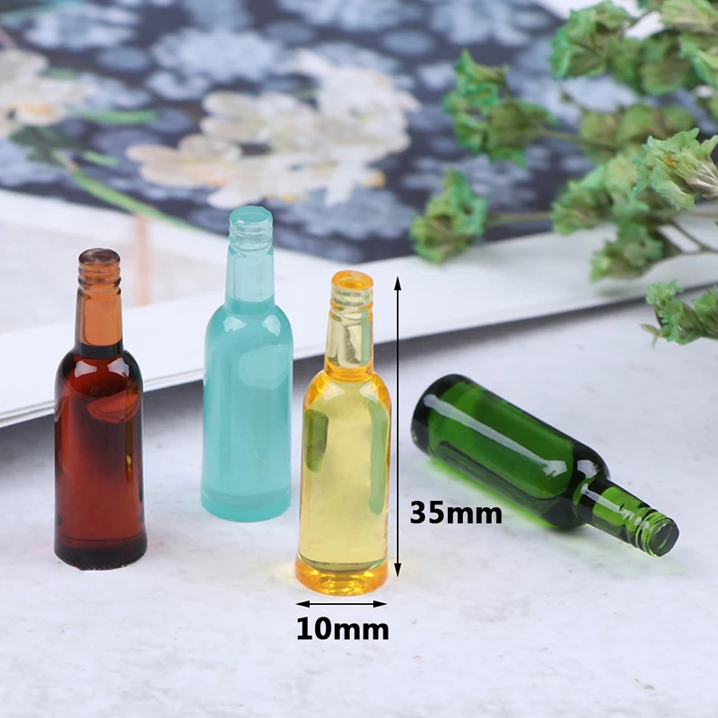 6Pcs 1:12 Dollhouse Miniature Beer Wine Drink Bottle Doll Kitchen Accessories