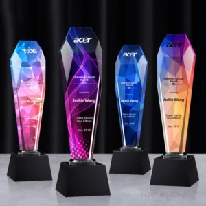 Creative High-end Crystal Trophy, Customized Lettering, Color Printing, Excellent Staff Team, annual Meeting Award
