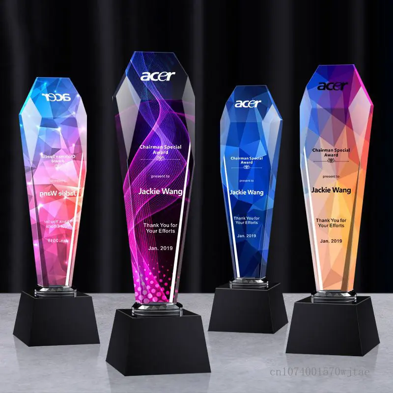 Creative High-end Crystal Trophy, Customized Lettering, Color Printing, Excellent Staff Team, annual Meeting Award