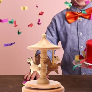 Carousel Music Box Wooden Music Box Wind Up Cartoon Musical Boxes For Girls Christmas Birthday Gift Or Desk Decoration Ornament