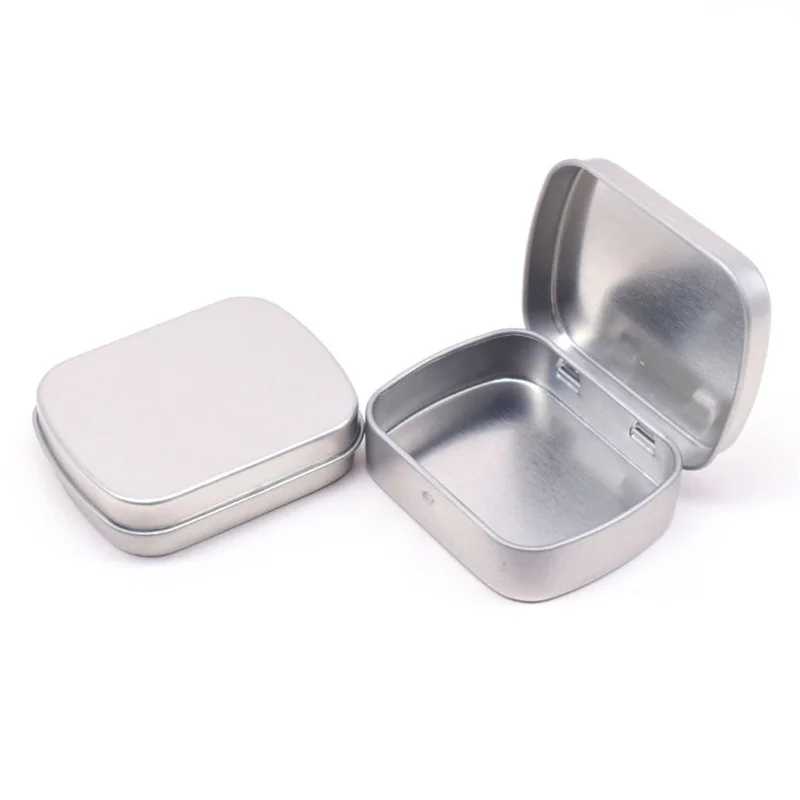 Metal Mini Hinged Iron Box Rectangular Empty Tin Storage Box Jewelry Pill Candy Cases Container Cosmetic Organizer Home Supplies