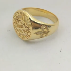 Custom Engraved 17mm Round Top Ring Engraved Signet Ring Personalize Engraving Letters Logo Rings Fashion Men Copper Jewelry