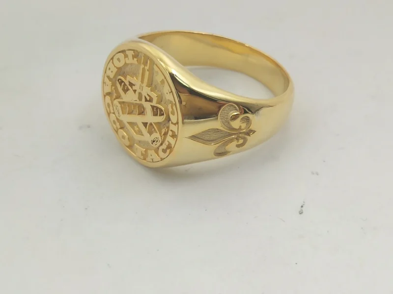 Custom Engraved 17mm Round Top Ring Engraved Signet Ring Personalize Engraving Letters Logo Rings Fashion Men Copper Jewelry