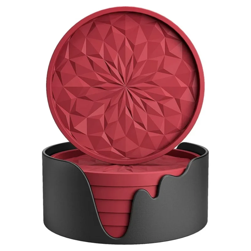 6PCS Non-stick Tray Coffee Coasters Silicone Grey/Black/Red Silicone Drink Coasters Silicone Coasters Tabletop Protection