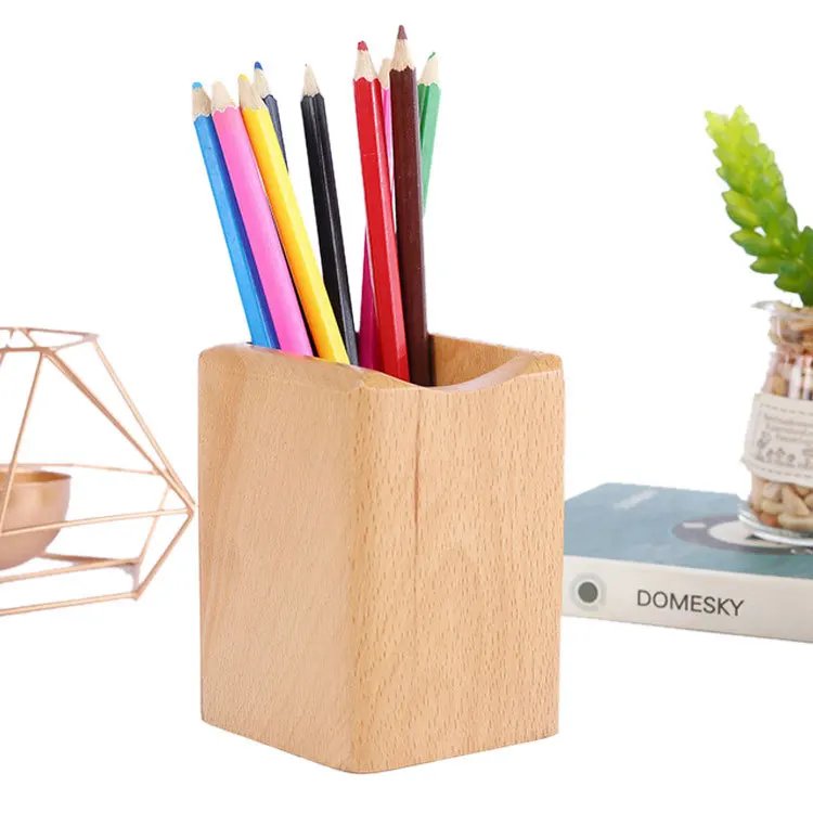 Wooden storage box pen holder