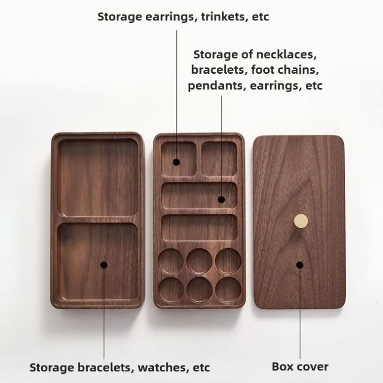 Wooden Jewelry Storage Box Earring Necklace Jewelry Organizer Box Bracelet Ring Necklace Watch Boxes Vintage Display Holder