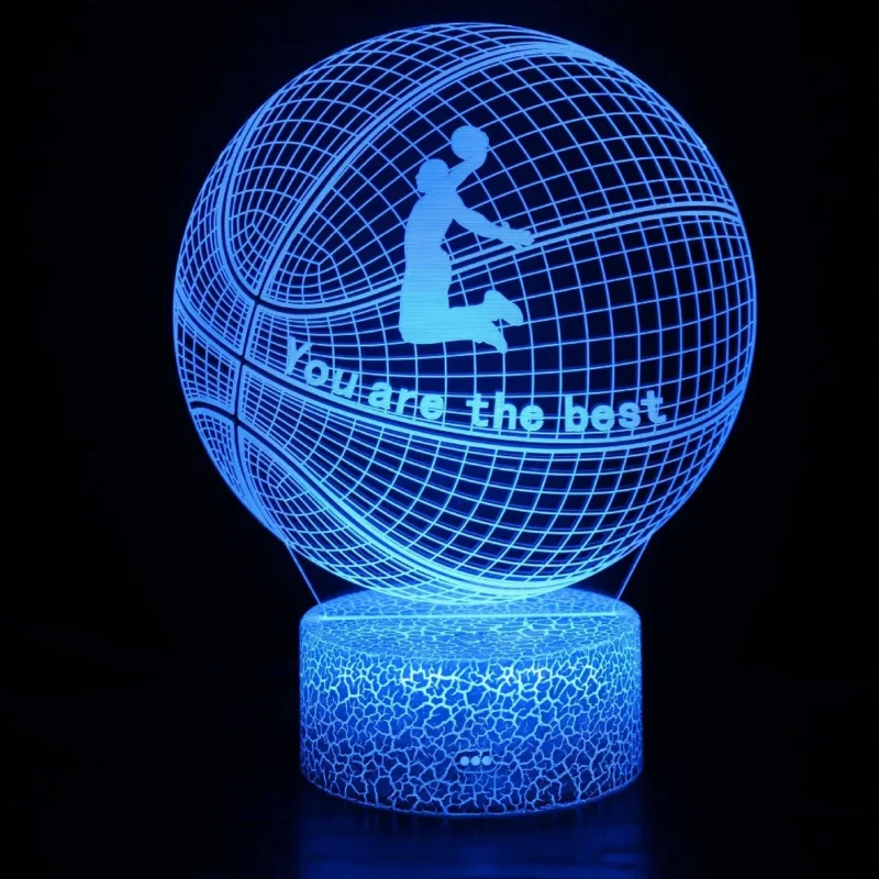 Basketball Night Light for Kids 3D LED Illusion Lamp Remote Control Brightness Adjustment Gifts for Girls Boys Room Decoration