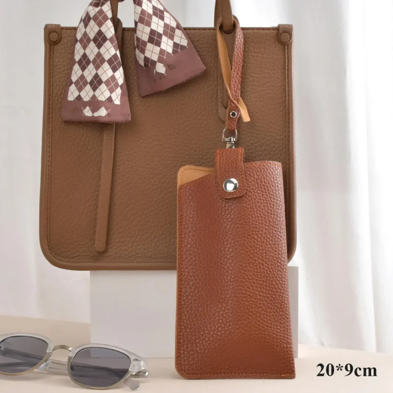Soft Lychee Pattern PU Leather Glasses Bag Retro Sunglasses Case Portable Myopia Frame Case Simple Eyeglasses Eyewear Storage