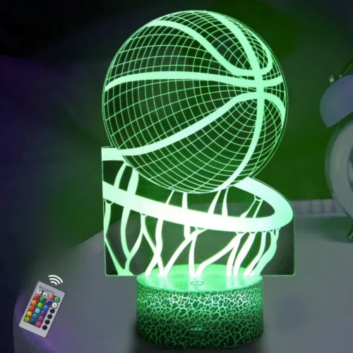 Basketball Night Light for Kids 3D LED Illusion Lamp Remote Control Brightness Adjustment Gifts for Girls Boys Room Decoration