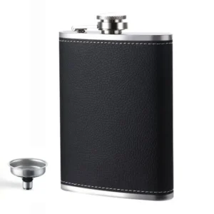 Wine Bottle 8 Oz Leather Texture Hip Flask with Funnel and Cups Stainless Steel Flagon Leakproof Thickened Whiskey Flasks Travel
